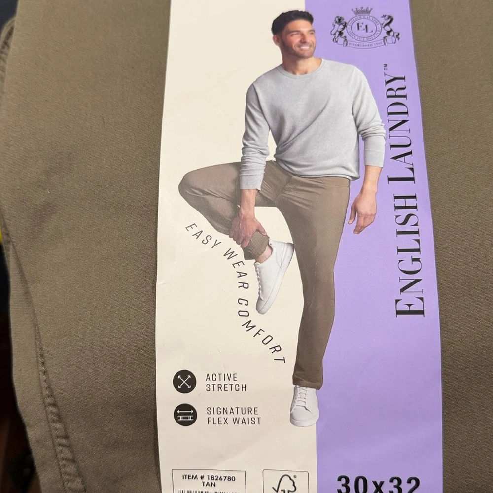 English Laundry Straight Leg Pants Active Stretch Size 30x32 Tan NWT
